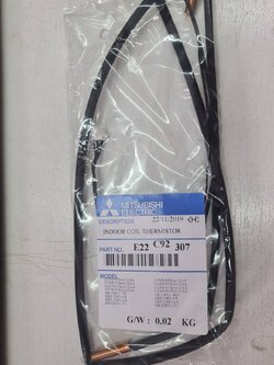0000158 เซ็นเซอร์ E22 C92 307 น้ำแข็ง แอร์ มิตซูบิชิ Mitsubishi Electric ของแท้ 100% E22C92307