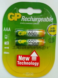 GP Batteries แบตเตอรี่ชาร์จได้ขนาด AAA 650mAH รุ่นใหม่คายประจุช้าคล้าย eneloop