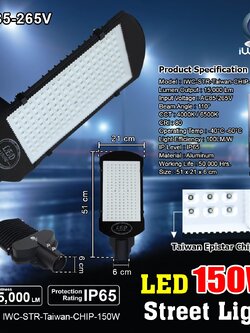 IWC-STR-Taiwan-CHIP-150W โคมไฟถนน รุ่น Taiwan Epistar Chip