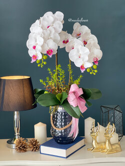 แจกันดอกกล้วยไม้ประดิษฐ์ แจกันดอกกล้วยไม้ปลอม ดอกกล้วยไม้ฟาแลน