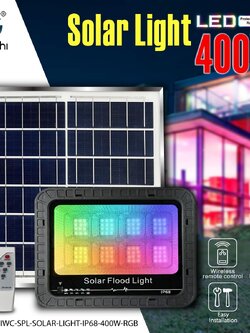 สปอร์ตไลท์ RGB โซล่าเซลล์ IWC-SPL-SOLAR-LIGHT-IP68-400W-RGB