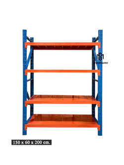 Micro Rack ชั้นเหล็กวางสินค้า W150xD60xH200cm. (สีทูโทน น้ำเงิน-ส้ม)