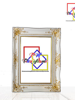 กรอบหลุยส์ กรอบรูปหลุยส์สีขาวปัดทอง ขนาด12x18นิ้ว