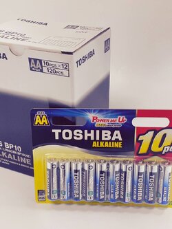 ถ่านอัลคาไลน์ AA แพ็ค 10 ก้อน Toshiba Alkaline Blueline LR6BP10