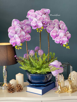 แจกันดอกกล้วยไม้ประดิษฐ์ แจกันดอกกล้วยไม้ปลอม ดอกกล้วยไม้ฟาแลน