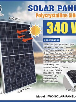 แผงโซล่าเซลล์ IWC-SOLAR-PANEL-340W