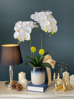 แจกันดอกกล้วยไม้ประดิษฐ์ แจกันดอกกล้วยไม้ปลอม ดอกกล้วยไม้ฟาแลน