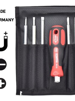 Wiha ชุดไขควง Magnetic 5หัว ตัวทำแม่เหล็กในด้าม พร้อมซอง รุ่น Magnetic System 6 U100 T6