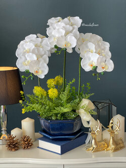 แจกันดอกกล้วยไม้ประดิษฐ์ แจกันดอกกล้วยไม้ปลอม ดอกกล้วยไม้ฟาแลน