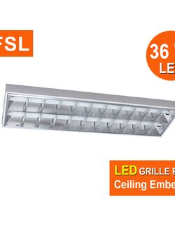 โคมทีบาร์หน้าตะแกรง โคมติดลอย FSL-T-BAR-2X18-TA