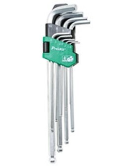 ชุดกุญแจหกเหลี่ยม 9ชิ้น Ballpoint HW-229BL ด้ามยาว (CN) PROS KIT