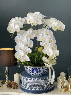 แจกันดอกกล้วยไม้ประดิษฐ์ แจกันดอกกล้วยไม้ปลอม ดอกกล้วยไม้ฟาแลน