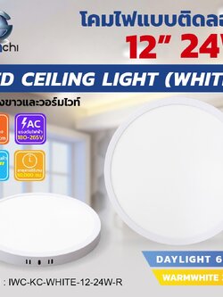โคมติดลอย (ทรงกลม) ขอบขาว IWC-KC-WHITE-12-24W-R แสงขาวและแสงวอร์มไวท์