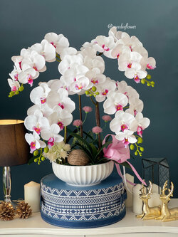 แจกันดอกกล้วยไม้ประดิษฐ์ แจกันดอกกล้วยไม้ปลอม ดอกกล้วยไม้ฟาแลน