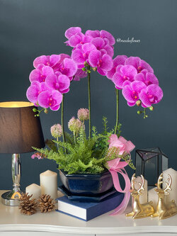 แจกันดอกกล้วยไม้ประดิษฐ์ แจกันดอกกล้วยไม้ปลอม ดอกกล้วยไม้ฟาแลน