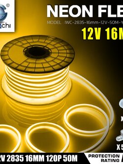 LED NEON FLEX DC12V ขนาด16 มิล 1ม้วน แสงเหลือง ไฟนีออนเฟล็กซ์ IWC-2835-16MM-12V-50M YELLOW