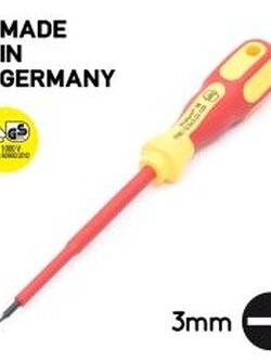 Wiha Proturn 3K ไขควงปลายแบน3มม ฉนวนกันไฟได้ถึง 1000V มาตรฐาน IEC รุ่น 470N 3x100