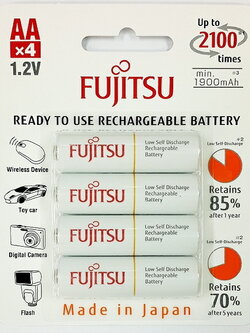 แบตเตอรี่ Fujitsu(sanyo) AA 2000mAh 2100รอบ x 4 ก้อน