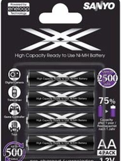 eneloop xx (Double X) 2500 mAh AA pack 4 ก้อน