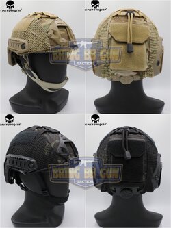 หมวก Fast ยี่ห้อ Emerson + ผ้าคลุมหมวก รุ่น ปรับท้ายทอยได้ (Fast Helmet MH type)