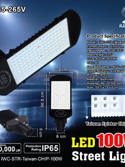 IWC-STR-Taiwan-CHIP-100W โคมไฟถนน รุ่น Taiwan Epistar Chip