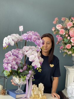 แจกันดอกกล้วยไม้ประดิษฐ์ แจกันดอกกล้วยไม้ปลอม ดอกกล้วยไม้ฟาแลน