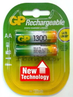 GP Batteries แบตเตอรี่ชาร์จได้ขนาด AA 1300mAH รุ่นใหม่คายประจุช้าคล้าย eneloop