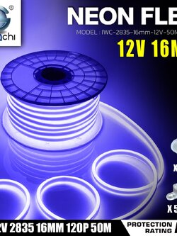 LED NEON FLEX DC12V ขนาด16 มิล 1ม้วน แสงน้ำเงิน ไฟนีออนเฟล็กซ์ IWC-2835-16MM-12V-50M BLUE