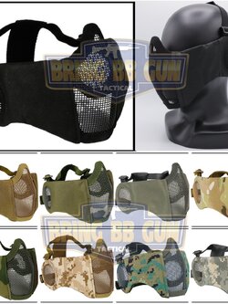 หน้ากากตะแกรงครึ่งหน้า รุ่นแก้มผ้ามีที่ปิดหู