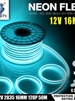 LED NEON FLEX DC12V ขนาด16 มิล 1ม้วน แสงไอซ์บูล ไฟนีออนเฟล็กซ์ IWC-2835-16MM-12V-50M ICEBLUE