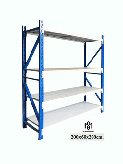 ชั้นวางสินค้า Micro Rack (ชั้นเดี่ยว Single Rack) สีทูโทน น้ำเงิน/ขาว W200 x D60 x H200 cm.