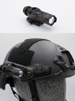 ไฟฉายติดรางข้างหมวก Fast/Mich + ขาจับไฟฉายติดรางข้างหมวก Fast/Mich