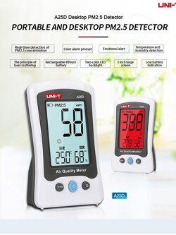 UNI-T A25D เครื่องวัดค่าฝุ่น PM2.5 ค่าที่ได้แม่นยำเชื่อถือได้ ใช้อ้างอิงได้ สินค้ารับประกัน1ปี ออกใบกำกับภาษีได้