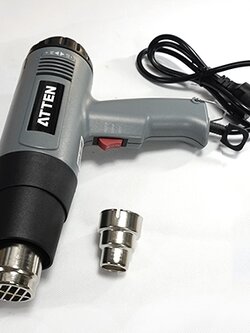 Heat Air Gun 2000W Max., 2 Level Heat Adjustable,Air Flow Volume Adjustable, with Detachable Nozzle