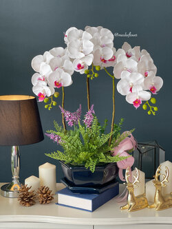 แจกันดอกกล้วยไม้ประดิษฐ์ แจกันดอกกล้วยไม้ปลอม ดอกกล้วยไม้ฟาแลน