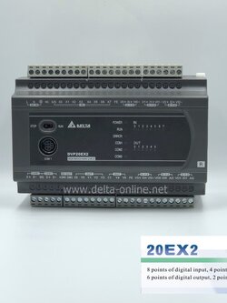 Delta PLC DVP20EX200R 8I/60+4CH AI/2CH AO220V (Relay)