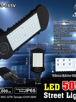 IWC-STR-Taiwan-CHIP-50W โคมไฟถนน รุ่น Taiwan Epistar Chip