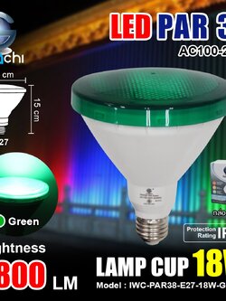 หลอด PAR38 IWC-PAR38-E27-18W-GREEN