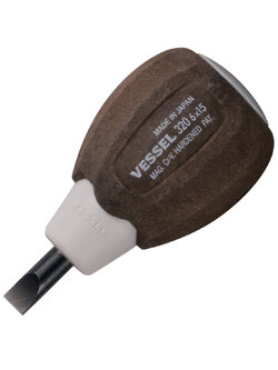 VESSEL ไขควง Wood compo แบบสั้น กันลื่น No.320(Slotted 6 x 15)