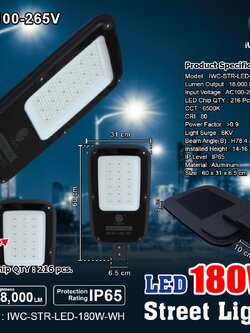 IWC-STR-LED-180W-WH โคมไฟถนน แสงขาว