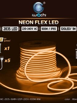 ไฟนีออนเฟล็กซ์ IWC-2835-16mm-120P-220V-100M สีวอมไวท์