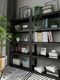 ชั้นเหล็กฉาก W120 x D40 x H200 cm. 5 ชั้น สีดำ 150kg/ชั้น