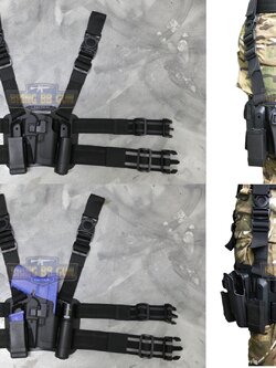 ชุดซองปืนพกนอกรัดต้นขา ทรง Black Hwak มี7รุ่นให้เลือก #รุ่น Glock 17 #รุ่น Glock 19 #รุ่น M1911 #รุ่น Beretta #รุ่น HK USP #รุ่น Sig Sauer P226 #รุ่น Sig Pro (Sig P320)