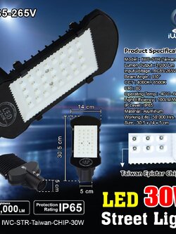 IWC-STR-Taiwan-CHIP-30W โคมไฟถนน รุ่น Taiwan Epistar Chip