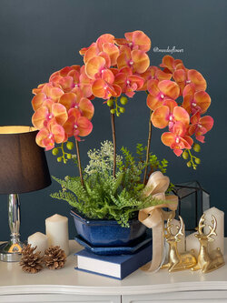 แจกันดอกกล้วยไม้ประดิษฐ์ แจกันดอกกล้วยไม้ปลอม ดอกกล้วยไม้ฟาแลน