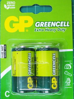 แบตเตอรี่ GP Carbon Zinc ขนาด C (ก้อนกลาง)2 ก้อน
