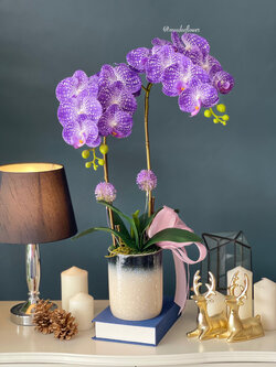 แจกันดอกกล้วยไม้ประดิษฐ์ แจกันดอกกล้วยไม้ปลอม ดอกกล้วยไม้ฟาแลน