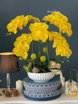 แจกันดอกกล้วยไม้ประดิษฐ์ แจกันดอกกล้วยไม้ปลอม ดอกกล้วยไม้ฟาแลน