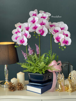 แจกันดอกกล้วยไม้ประดิษฐ์ แจกันดอกกล้วยไม้ปลอม ดอกกล้วยไม้ฟาแลน