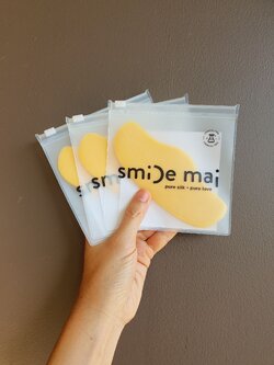 Travel set 10pcs. 100% Biodegradable Natural Thai Golden Raw Silk T-ZONE MASK - แผ่นมาส์กหน้าผากใยไหมธรรมชาติ 100% (10ชิ้น)